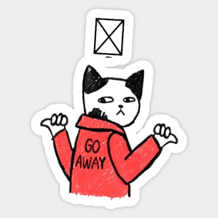 Go Away Sarcastic Cat - Sarcastic Cat Design - Sarcastic Cartoon Sticker